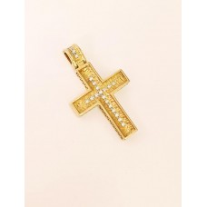 ΓΥΝΑΙΚΕΙΟΣ ΣΤΑΥΡΟΣ ΧΡΥΣΟ (ΠΕΡΙΓΡΑΜΜΑ) ΛΕΥΚΟ (ΠΕΤΡΕΣ ΖΙΡΓΚΟΝ) K14 CRWG77